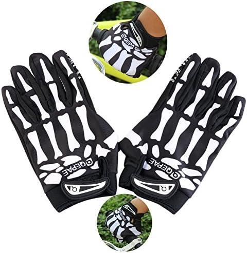 MAIKE MALL Cycling Bike Anti-Slip Breathable Hand Skeleton Pattern Outdoor Sports Full Finger Gloves for Women and Men