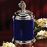 BLUE CANISTER WITH GRAPE DESIGN DOME