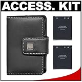 Nikon Coolpix 9412 Leather Carrying Case + (2) EN-EL10 Batteries Kit for S60, S200, S210, S500, S510, S520, S600 & S700 Digital Cameras
