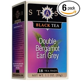 Stash Premium Double Bergamot Earl Grey Tea, Tea Bags, 18-Count Boxes (Pack of 6)