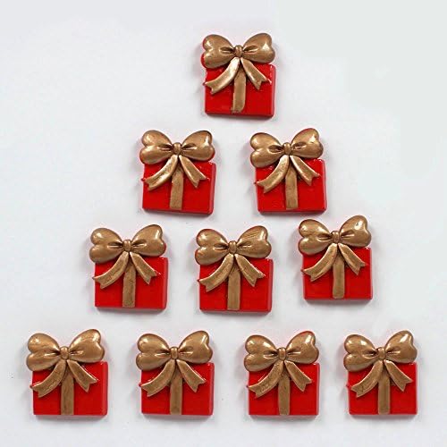 Bulk 10pcs Christmas Gift Box Flatback Resin Scrapbooking Cabochons DIY Hair Bow Center Decoration Embellishments Crafts
