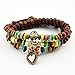 November's Chopin (TM Fashion Metal Heart Pendant Multilayer Wood Beaded Prayer Bracelet Wrist Necklace