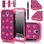 E-LV Hybrid Domino Polka Dot Dual Layer Armor Defender Case Combo for Samsung Galaxy S4 S IV i9500 with 1 Free Screen Protector, 1 Black Stylus and E-LV Microfiber Sticker Digital Cleaner (Retail Packaging)