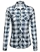 MBE Women's Basic Classic Lightweight Collar Plaid Button Down Shirt