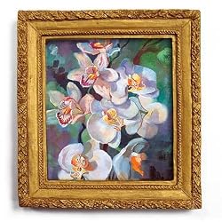 Orchid Stration - Gold Frame Magnet with pop-out easel (2-3/4" x 2-1/2")