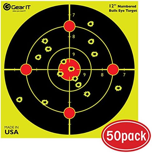 Shooting Targets - 12"x12" Inch (50 Pack) Fluorescent Silhouette Splatter Targets with Reactive Florescent Technology for pistols, shotguns, rifles and BB airsoft