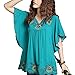 New 2015 Floral Embroidered Butterfly Sleeve Wrap Peasant Blouse