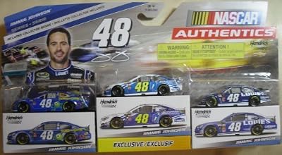 NASCAR Authentics Jimmie Johnson 3 Pack Edition Die-Cast Cars 1:64 Scale with Exclusive Car & Collector Boxes
