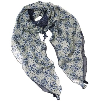 Dual Layer Chiffon Floral Rhinestone Crochet Butterfly Fashion Scarf - Various Colors