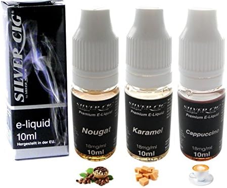 Liquid, Bundle: Nougat/Caramel/Cappuccino, 3x 10ml, 18 mg/ml nicotine, SilverCig