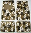 - 	 Tan Beige Hawaiian Hibiscus Carpet Front & Rear Car Truck Floor Mats