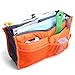 2 Pack Magik Travel Insert Handbag Purse Large Liner Organizer Tidy Bags Expandable 13 Pocket Handbag Insert Purse Organizer with Handles (Orange)