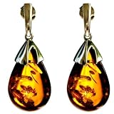 Honey Amber and 14K Gold Drop Earrings
