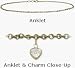 10 Karat 10 Yellow Gold Belcher Style White Stone Heart Charm Anklet