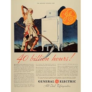 1934 Ad General Electric Refrigerator Father Time Beard - Original Print Ad