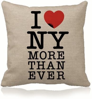 Amxstore Cotton Polyester Decorative Throw Pillow Cover Cushion Case Pillow Case,two side i love ny more than ever