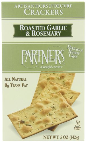 Partners Roasted Garlic & Rosemary Hors D'oeuvre Crackers, 5-Ounce Boxes (Pack of 6)