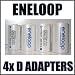 Sanyo Eneloop Spacer Pack: 4 Pack of D-size Adapters [Hassle Free Packaging]