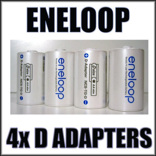 Sanyo Eneloop Spacer Pack: 4 Pack of D-size Adapters [Hassle Free Packaging]