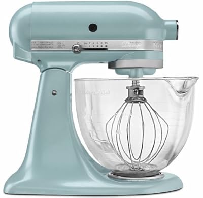 New Kitchenaid Azure Blue Tilt Artisan Stand Mixer 5 Qt Glass Bowl Ksm155gbaz