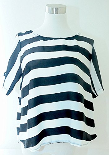 Frangipani　ボーダー ブラウス　kukky top ボーダー柄 ブラック&ホワイト フリーサイズ【レディース ガールズ 大人気 春物 夏物 ファッション　トップス ブラウス】［並行輸入品］