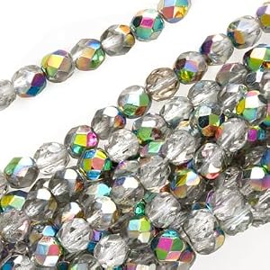 Czech-Fire-Polish-Glass-Beads-6mm-Round-Crystal-Vitrail-25-