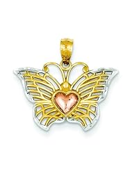 14K Tri Color Gold Butterfly Heart Charm FindingKing