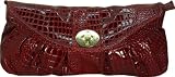 Vecceli Italy Crocodile Skin Embossed Red Clutch Handbag Designed by Ronella Lucci CL-112CROCRED