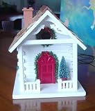 New Home Bazaar Inc. Holiday House Birdhouse Wreaths Garland And Miniature Poinsettia Flower Boxes