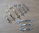 IRONMONGERY WORLDﾂｮ SOLID BRASS VICTORIAN FLEUR DE LYS CABINET DOOR CUPBOARD DRAWER PULL HANDLE (SAT