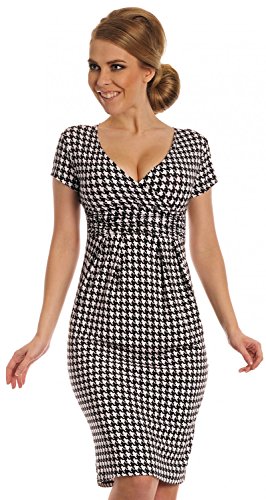 Glamour Empire. Women's Wrap V-Neck Jersey Chequered Pencil Dress Size 8-20. 068