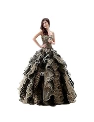 Sweetheart Organza/Satin Backless Beaded Lace-Up Draped    Ball Gown Prom Dress/Quinceanera Dress  With Ruffles