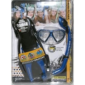 U.S. Divers Youth Snorkel Set with 2 Fins, 1 Snorkel, 1 Mask, 1 Travel Bag - Size Youth Large