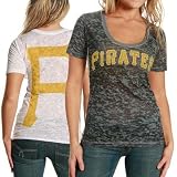 MLB Touch by Alyssa Milano Pittsburgh Pirates Superfan Sheer Burnout Premium T-shirt - Black-White (X-Large)