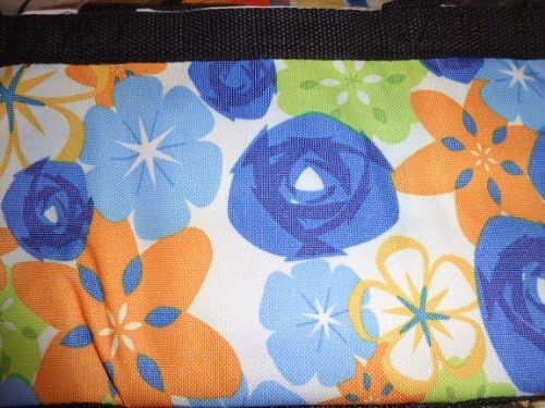 Shopping Grocery Wheeled Cart Floral Print Blue Orange White (Blue Green Orange)