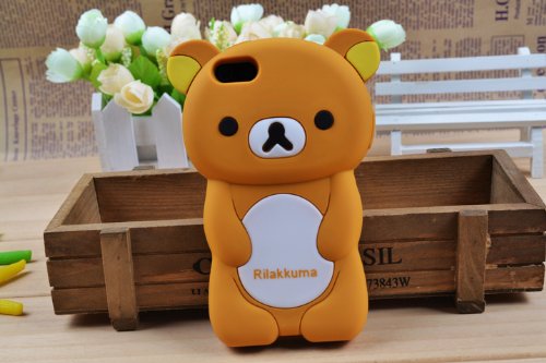 リラックマ iPhone5 専用ケース Rilakkuma 立体シリコンケース ブラウン