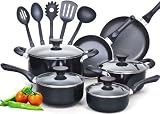 Cook N Home 15 Piece Non stick Aluminum Soft handle Cookware Set