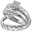 Stunning 3 Pc. White Gold Diamond Trio Wedding Set For Him And Her " Size 7 for Her and Size 10 for Him "