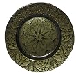 Glass Ornate Beaded Design Caper Green Dinner Plate 11" D
