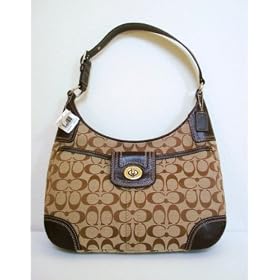Authentic Coach Hampton Signature Hobo Bag 13971 Khaki/Mahogany