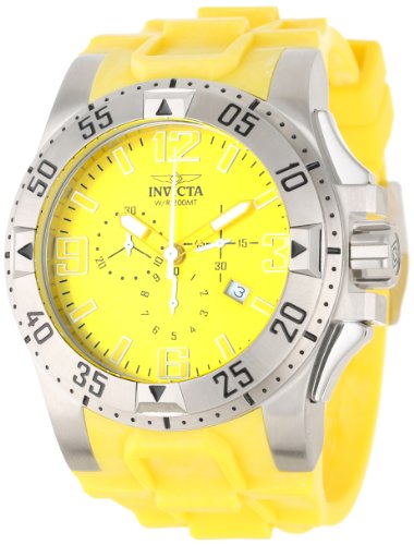 Invicta Men S 1409 Excursion Reserve Chronograph Yellow Dial Yellow Polyurethane Watch Reeaononoerae
