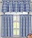 lovemyfabric Poly Cotton Gingham Checkered Plaid Design 3-Piece Kitchen Curtain Valance Window Treatment Set (Royal blue)