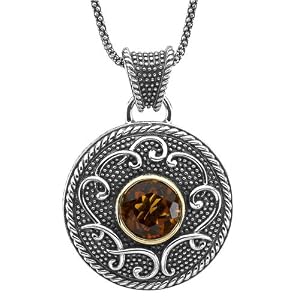 Sterling Silver and 14K Yellow Gold Genuine Madeira Citrine Necklace by The Jewelers Collection