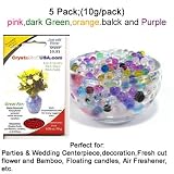 Crystal Soil USA (Tm) Brand Water Beads; 5 Pack;pink,dark Green,orange.blue and Purple)