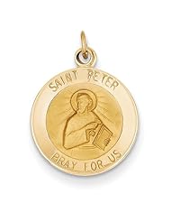 14k Yellow Gold Saint Peter Medal Charm