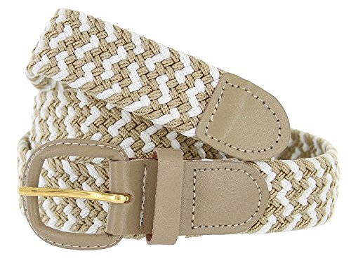 Belts.com Leather Covered Buckle Woven Elastic Stretch Belt