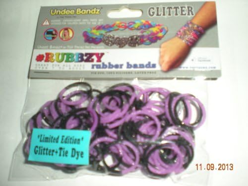 Rubbzy Glitter Purple and Black Loose Rubber Bands