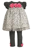 Bonnie Jean Girls 2-6X Knit Bodice with Ruffles and Dot Legging Set