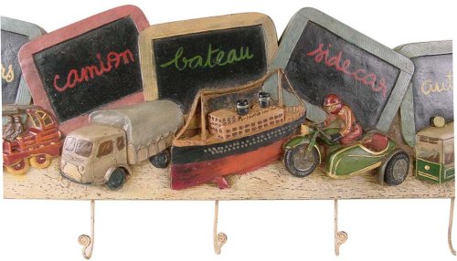 Adorable Transportation themed heavy long wood clothing rack or hooks