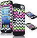 Bastex High Impact Hybrid Case for Apple iPhone 5, 5S, 5G - Black Silicone with Hard Chevron Fishtail Design